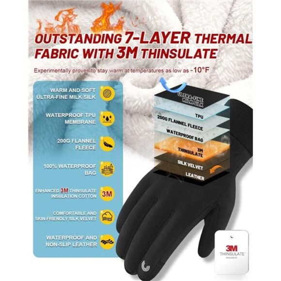RIGWARL -10℉ 3M Completely Waterproof Gloves for Cold Weather, Winter Gloves 7 - Picture 3 of 7
